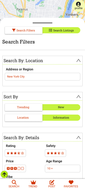 Travel specific search filters